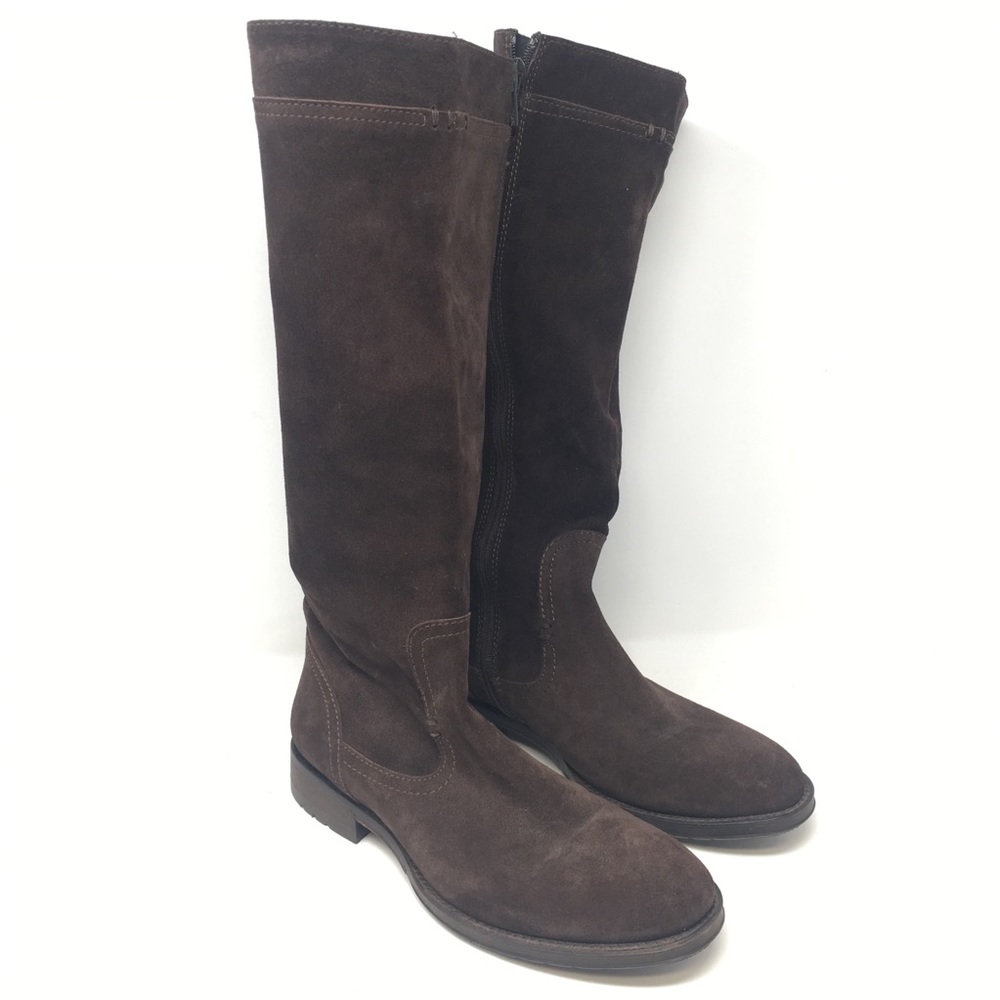 Vera Wang Lavender Brown Suede Side Zip Boots